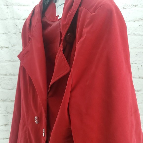 Croft & Barrow Red Double Breasted Pockets Long Sleeve Hooded Coat Size … - Picture 3 of 13